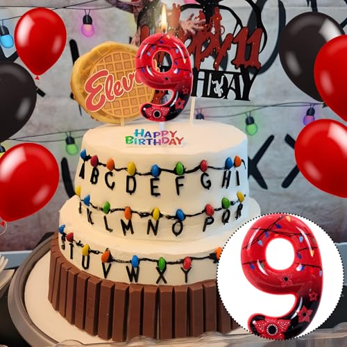Number 9 Birthday Cake Candle Topper - Retro Mystic Design, Small & Exquisite