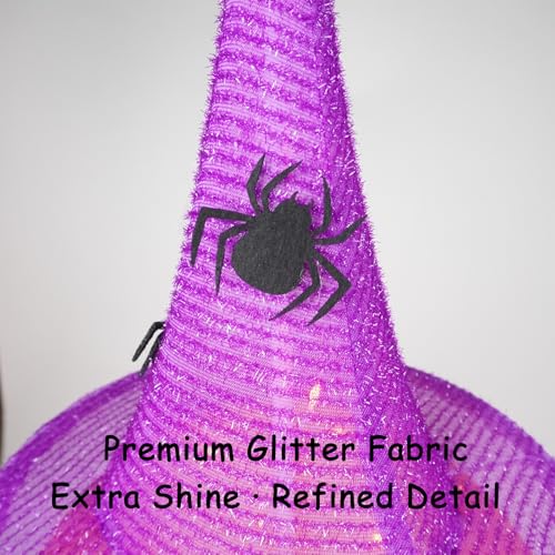 Lighted Pumpkin Halloween Outdoor Decor - 3FT Jack o Lantern with 8 Modes & Timer - Purple Hat Variation