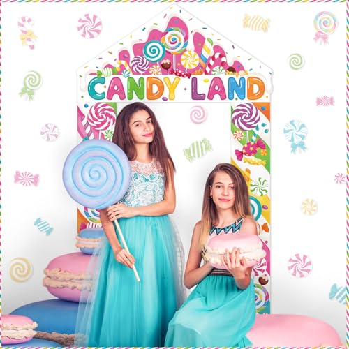 Funrous Candyland Party Decorations Banner & Sign Set - Pink Lollipop