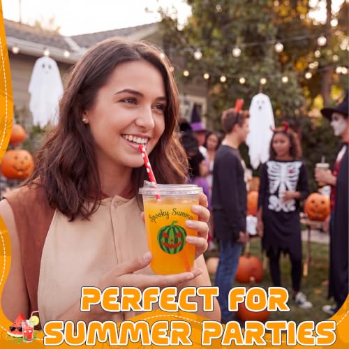50 Set 16oz Watermelon Jack O Lantern Cups for Summer Halloween Party - Spooky Drinkware