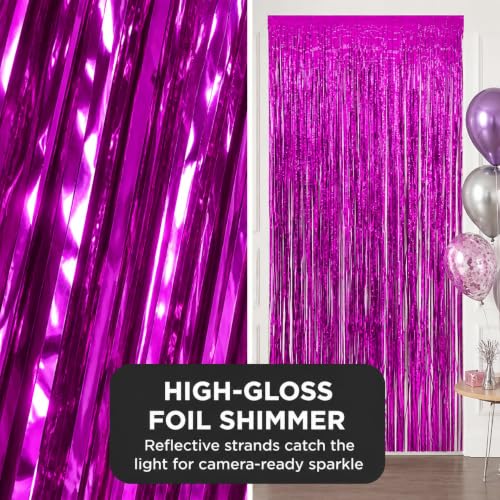 Purple Glitter Foil Fringe Curtains Party Backdrop 3.28 x 7.05 ft - 1 Pack