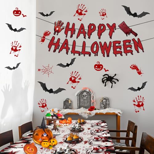 Halloween Bloody Handprint Party Plate Set for 24 Guests - Tableware & Decorations