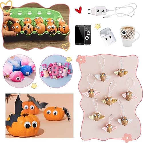 Self-Adhesive Wiggle Googly Eyes Set - 800pcs Assorted Sizes for Crafts and DIY