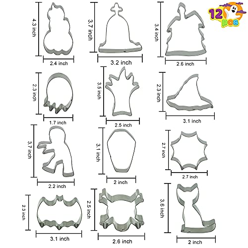 Halloween Cookie Cutter Set 12-Piece Stainless Steel Baking Mold for Cookies & Decorations