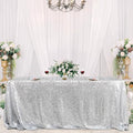 Silver Sequin Tablecloth for Party & Holiday Events 132x90 Inches Rectangular