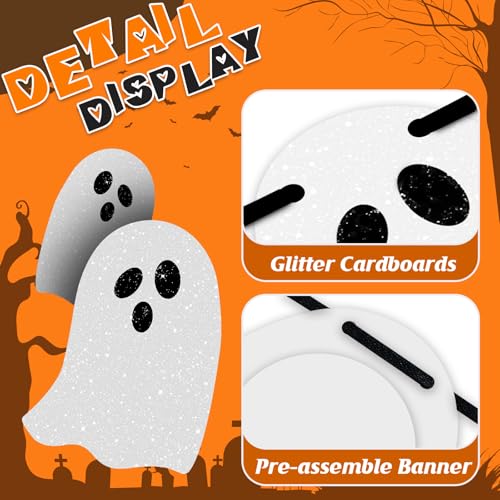 Halloween Ghost Banner Decorations Glittery Spook Garland for Haunted Houses & Parties