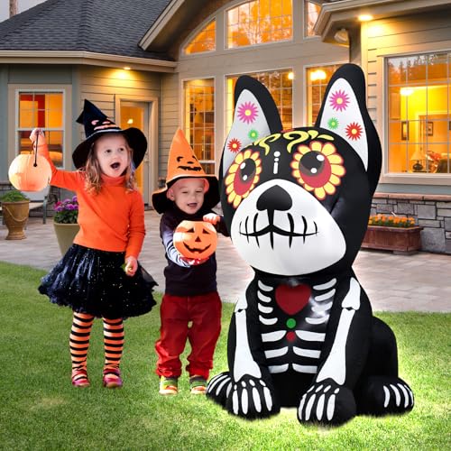 4FT Halloween Inflatable Skeleton Dog Outdoor Decoration - Skull Dog Variant