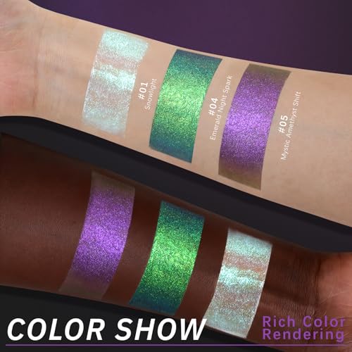 Noerrors Emerald Night Spark Liquid Chameleon Eyeshadow - Multichrome Metallic Green, Long-Lasting Eye Topper for Party & Holiday