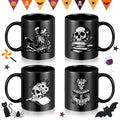 Potchen Skeleton Style Halloween Coffee Mug Set - Book Lover Gothic 12 oz Cups