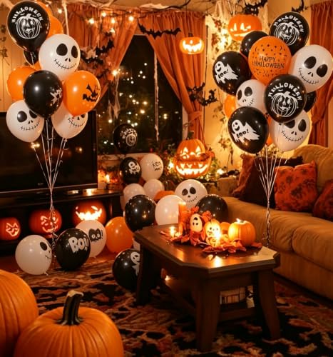 Halloween Balloons Decorations Set - 50pcs 12 Inch Latex Party Balloons