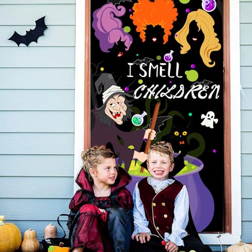Halloween Door Cover - Large Fabric Witch & Spell Banner for Front Door Decor