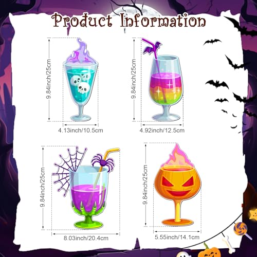 Konohan Halloween Cocktail Magnet Set - 4 Pcs Halloween Door Decorations