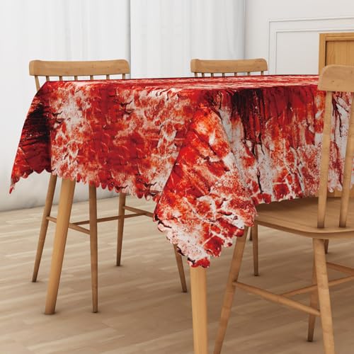 Horror Bloody Halloween Tablecloth 54x86 Inch - Red Blood Printed Fabric