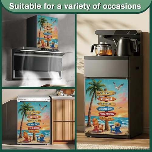 Retro Summer Beach Dishwasher Magnet Cover - 23x26 Inch Kitchen Decor