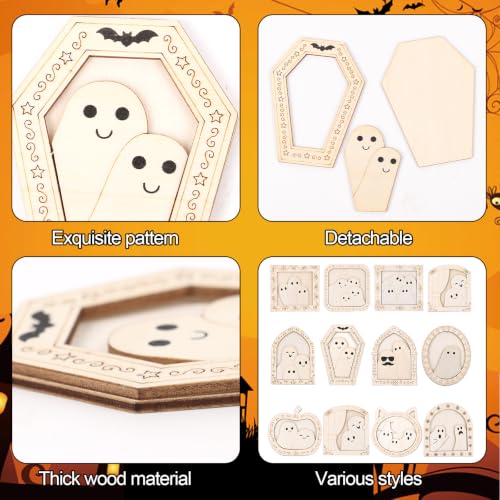 Halloween Wooden Ghost Ornaments - 12 Whimsical Family-Friendly Decorations