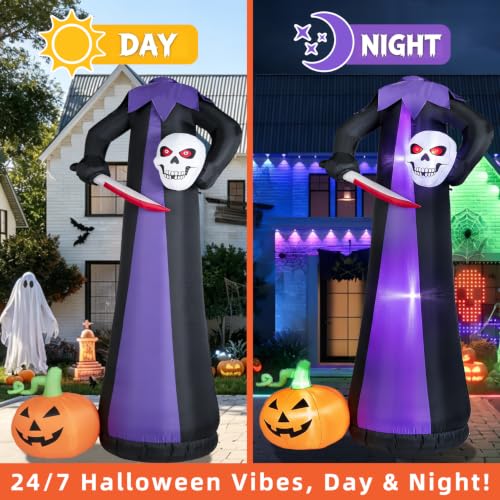 10FT Headless Skeleton Halloween Inflatable Outdoor Yard Decor - Purple Skeleton Variation