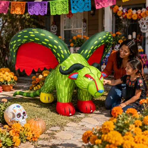 Dark Green Inflatable Leopard Halloween & Day of the Dead Yard Decor - 6FT