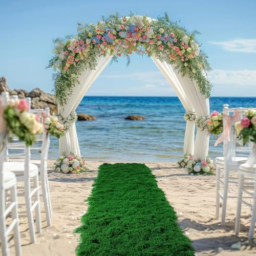 Dark Green Artificial Moss Table Runner for Halloween Party Decor - 2 Pack