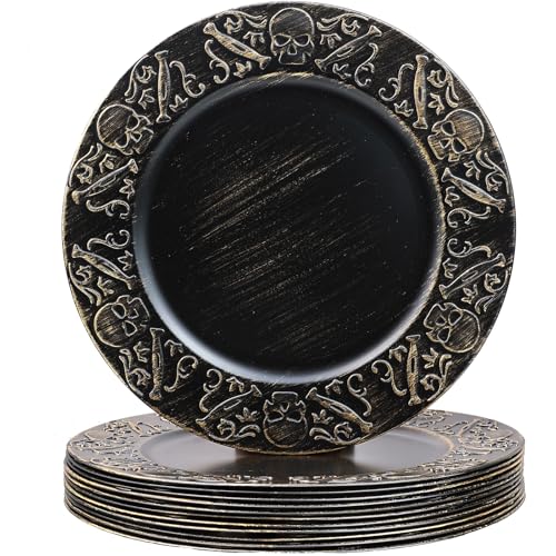 Halloween Black Charger Plates Set of 12 - 13 Inch Plastic Dinnerware