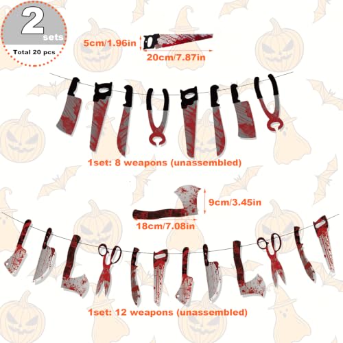 Halloween Bloody Weapon Garland Set - 20pcs Spooky Horror Decorations for Party