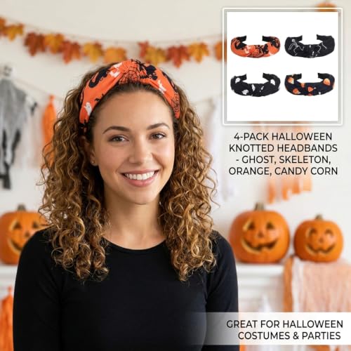 Halloween Headband-C 4 Pack Skull Ghost Pumpkin Hairbands for Women & Girls