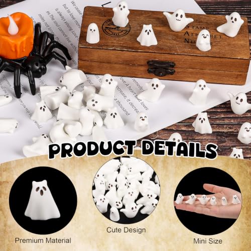 Mini Ghost Figurines Set - Halloween Resin Decorations, 60 Pieces