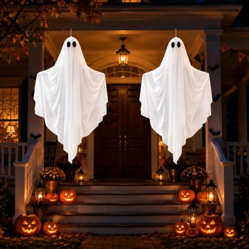 Large 4FT Halloween Hanging Ghost Decorations - 2 Pack, Indoor & Outdoor Spooky Decor