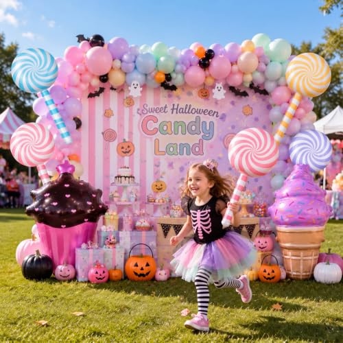 Giant Pastel Halloween Inflatable Candy Set - Trick or Treat Decorations, Pool Floats