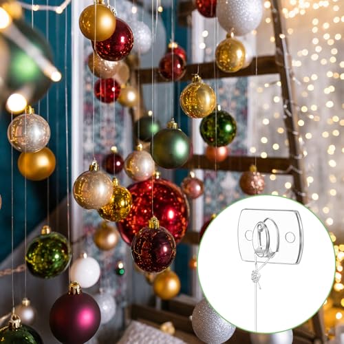 Clear Light Clips with Adhesive Strips and Nylon String for Wedding & Party Decorations