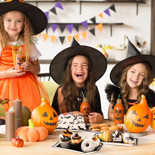 Halloween Coffin-Shaped Paper Plates - 24 Pack, Black & White Disposable Dinnerware, 9.8 x 5.9 in - Normal