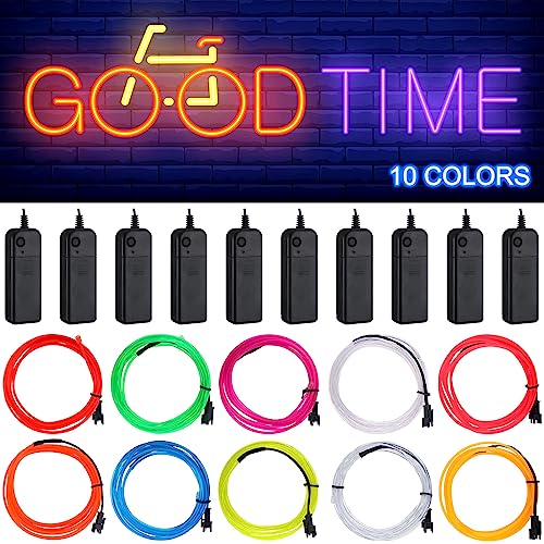 30 Pack 6.6ft Neon LED EL Wire Lights Battery Powered for DIY & Events