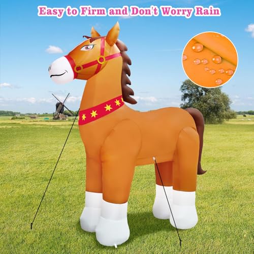Giant 9FT Inflatable Clydesdale Horse with LED Lights for Outdoor Holiday Decor
