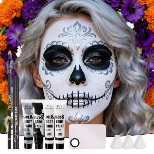 Skeleton Makeup Kit for Halloween Water-Based Face Paint Set - Skeleton Variation