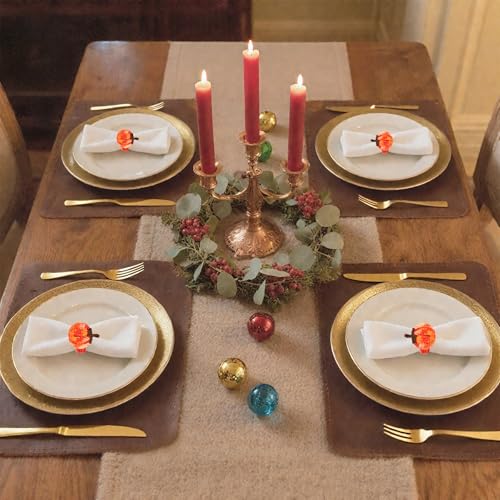 Gradient Pumpkin Napkin Rings Set of 4 Fall Thanksgiving Halloween Handcrafted Crochet Table Decor
