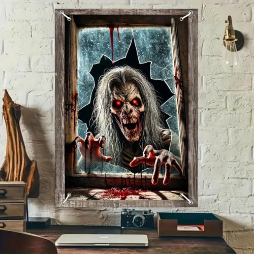 Halloween Zombie Window Cover - 31x47 Inch Polyester Decoration - Variation 248023AXNYF