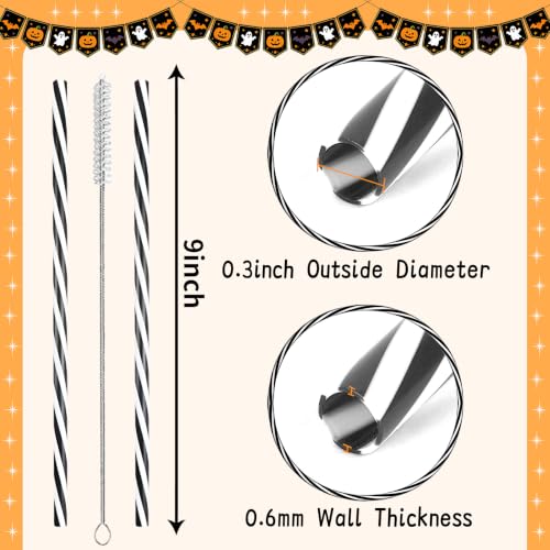 Reusable Black and White Striped Drinking Straws - Set of 30 for Parties