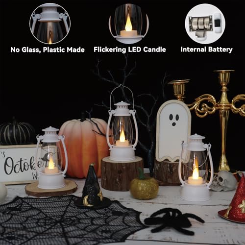 White Mini Lanterns 12-Pack - 6 Inch Flameless LED Decor for Weddings, Christmas & Rustic Events