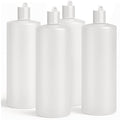 Bar5F Plastic Squeeze Bottles, 32oz, 4-Pack, FLip Cap, BPA-Free, for Shampoo, Cleaning, Pets