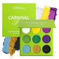 Carnival Party Eyeshadow Palette - Purple Green Gold Matte Shimmer Bold Makeup