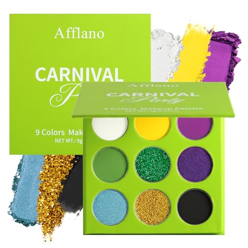 Carnival Party Eyeshadow Palette - Purple Green Gold Matte Shimmer Bold Makeup
