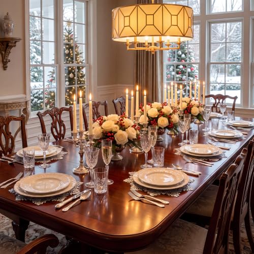 Snowflake Placemats Set of 12 - Silver Vinyl Round 15 Inch Table Mats