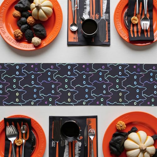 Halloween Cat Table Runner for Kitchen & Dining - Black & Orange Festive Decor
