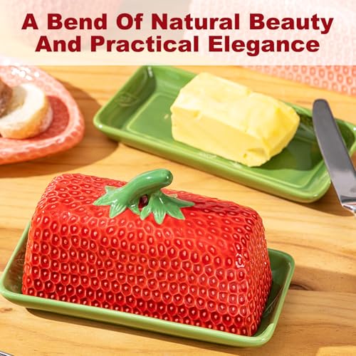 Red Pumpkin Shaped Butter Dish Set with Lid - Kitchen Decor & Holiday Gift