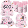 Pink Halloween Baby Shower Dinnerware Set - Plates Napkins Cups for Girl Party, 144pcs