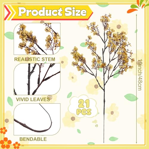 Artificial Golden Baby's Breath Flowers - 21 Stems Fall Wedding & Decor