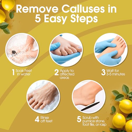 Callus Remover Gel for Feet - Lemon Scent, 16oz, Professional Pedicure Formula with Cone Cap