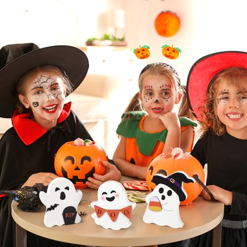 Cute Ghost Halloween Decorations Indoor Set - Wooden Tiered Tray Signs, B
