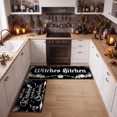 Halloween Witchy Floor Rugs Set - Gothic Kitchen Mats for Seasonal Decor