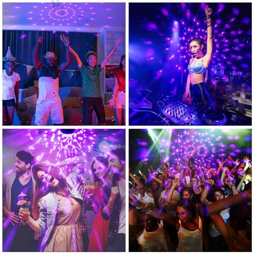 Litake UV Black Light Party Set - 3 Sound-Activated LED Disco Ball Strobe Lights for Glow Events
