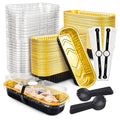 Halloween Mini Cake Pans with Lids & Spoons - Black Gold, 6.8oz, 100 Pack